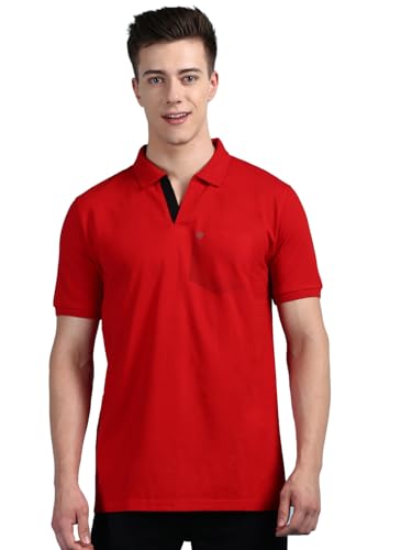 Image of Lux Cozi Men's Half Sleeve Soild Casual Regular Fit T-Shirt with Chest Pocket | Polo Tshirt for Men