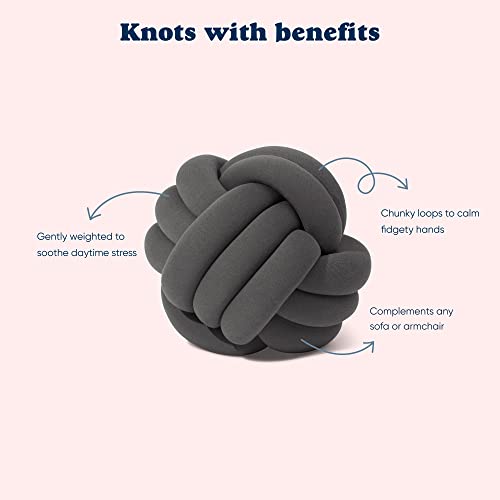 Image of Bearaby Hand-Crafted Knot Pillow Ball - Relieve Stress with Oeko-TEX Certified Organic and Gently Weighted Material - Handcrafted Throw Pillows from Natural Latex Foam (Asteroid Grey, Medium)