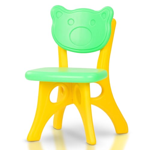 Image of Baybee Kids Chair for Baby & Toddlers with Strong Backrest, Ergonomic High Back Support, Lightweight Portable Study Chair for Home, Play School & Activity Room, Smooth Finish, Weight Upto 30Kg (Green & Yellow)