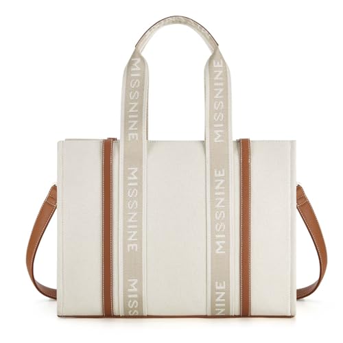 Missnine Tote Bag for Women Canvas Top Handle Satchel Purse Trendy Lightweight Hobo Shoulder Bag with Zipper