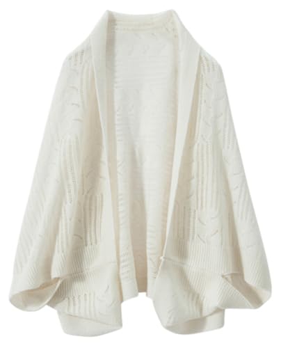 Women's Cashmere Shawl Wraps Hollw Knitted Sweater Open Front Poncho Cape Loose Cardigan Cloak with Bat Sleeves3