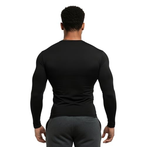 Image of NINQ Full Sleeve Compression, Workout, Round Neck, Down Shoulder T-Shirt - Men's Gym, Athletic & Sports Tights for Fitness
