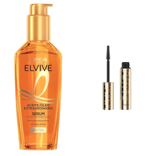 Pack L'Oréal Paris Elvive Aceite Extraordinario + Máscara de pestañas Panorama Pestañas con Volumen Panorámico, Color: Negro