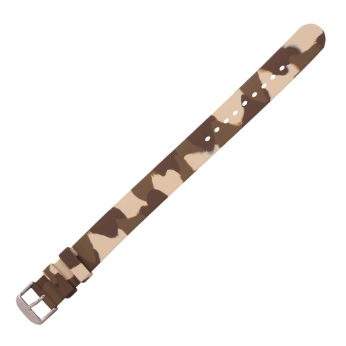 Marathon Vulcanized Rubber Dive Watch Strap - Military Grade Non-Magnetic 316L Buckle and 2 Swiss Made Stainless Steel Shoulder-less Spring Bars Included - Made in Italy (20mm, Desert Brown Camo - Single Piece)