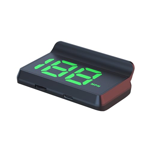 Universal GPS Speedometer Heads Up Display for Cars, ATV, Boat, Motorcycle - Film-Free HUD Windshield Projection with Overspeed Alarm, Plug & Play USB Powered, Eye-Friendly Green LED Big Font Display