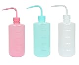 3 Pcs 500ml Plastic Squeeze Wash Bottle, Narrow Mouth Squeeze Bottle, Safety Rinse Watering Tools, for Lab, Tattoo, hair, eyelash, Plant Irrigation (Pink,Blue,white,500ml)