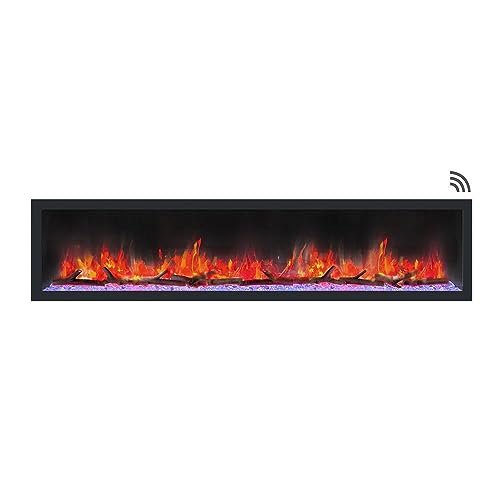 Dynasty Cascade 82 inch Wall Mount Linear Electric Fireplace - Black, DY-BTX82