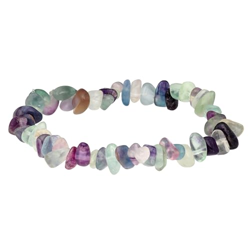 Lebensquelle Plus bunter Fluorit Splitterarmband | Handgefertigtes Elastisches Stretch Splitter Armband | Echter natürlicher Edelstein (Fluorit)