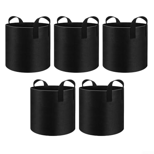 OQHAIR Airee Sus raíces eficazmente. Elija Nuestro Robusto y Resistente Juego de 5 Bolsas para macetas de jardinería (3 galones, 35 x 22 cm).