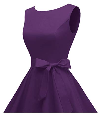 Hanpceirs Women's Boatneck Sleeveless Swing Vintage 1950s Cocktail Dress Deeppurple M New