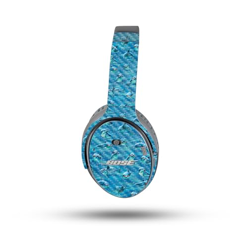 Image of MightySkins Carbon Fiber Skin Compatible with Bose QuietComfort 35 II Headphones - Dolphin Gang | Protective, Durable Textured Carbon Fiber Finish | Easy to Apply