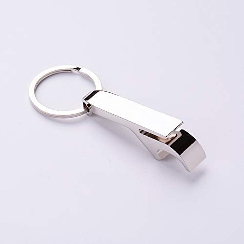 Llavero abrebotellas de cerveza, portátil, de bolsillo, tamaño pequeño, para celebraciones, fiestas, viajes, camping y hogar (negroblanco), plateado