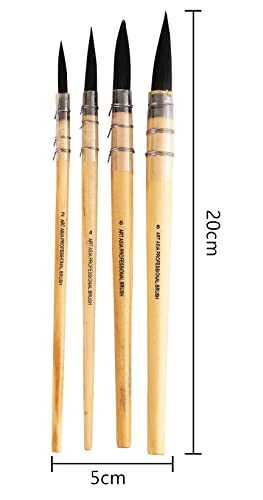 Image of Art Asia Synthetic Hair Mop Brush for Painting, Watercolor and Acrylic Paintbrush Set for Artists Paint Brush, Set of 4