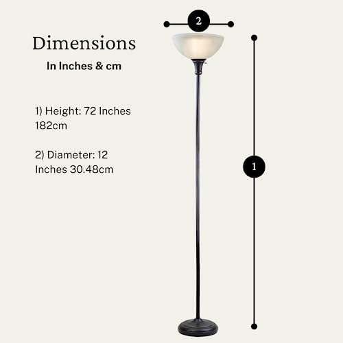 Lightaccents Bronze Floor Lamp With Frosted White Glass Bowl Shade - For Room Decor - Bedroom Decor - Floor Lamp For Bedroom - Floor Lamps For Living Room - Standing Lamp Home Office Lamp For Bedroom #TOP7