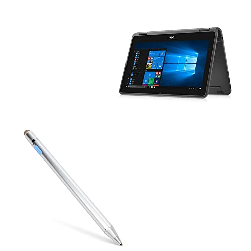 BoxWave Stylus Pen Compatible with Dell Latitude 3190 2-in-1 (11 in) - AccuPoint Active Stylus, Electronic Stylus with Ultra Fine Tip for Dell Latitude 3190 2-in-1 (11 in) - Metallic Silver