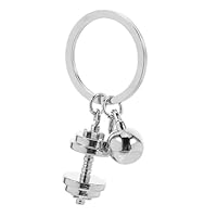 Tofficu Chaveiro com halteres para halterofilismo, acessório de fitness, pingente de chave para amantes de academia, decoração exclusiva de pendurar para bolsas e chaves, Prata, 6.50X3.20X2.00CM