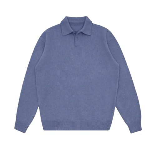 Men Lapel Sweater Warm Zipper Knitted Pullover Sweater Korean Loose Long Sleeved Sweaters