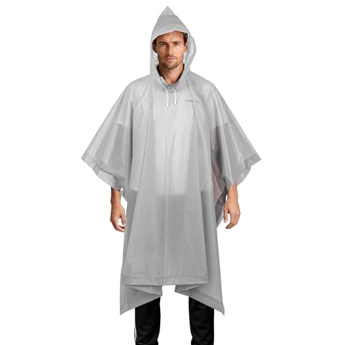 Aolegoo 2 Piezas Chubasqueros Impermeable, Ponchos Impermeables Transparentede EVA Portátil Reutilizable con Cubierta Para Viajes, Senderismo, Bicicleta, Unisex (Gris)