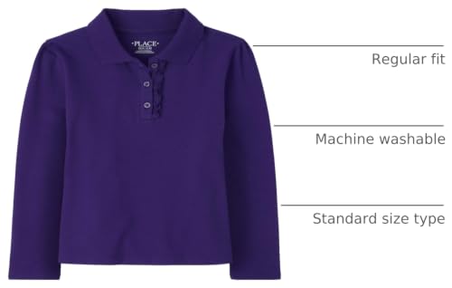 Image of The Children's Place Girls' Uniform Long Sleeve Ruffle Pique Polo