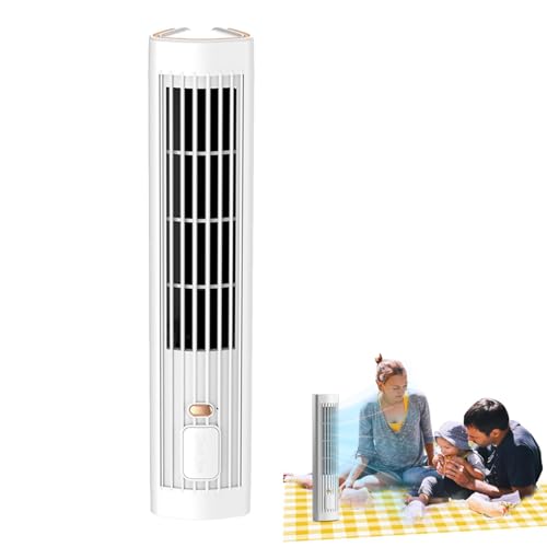 Ventilador de torre portátil, pequeño ventilador de torre recargable,Enfriador de aire en de torre de ventilador USB de escritorio - Dispositivo de mesa vertical con modos de velocidad para