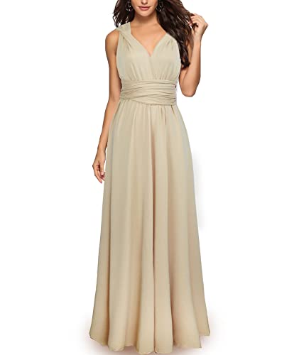 Image of Sexyshine Women's Backless Gown Dress Convertible Multi-Way Wrap Halter Cocktail Dress Bandage Bridesmaid Long Dresses