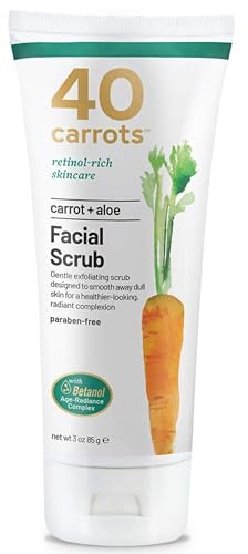 40 Carrots Carrot Aloe Facial Cleansing Facial Scrub - Helps Improve Skin Tone & Texture | Get Softer Radiant Looking Skin | Made in USA, Paraben & Cruelty Free (3oz)