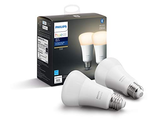 Philips Hue White 2-Pack A19 LED Smart Bulb, Bluetooth & Zigbee compatible