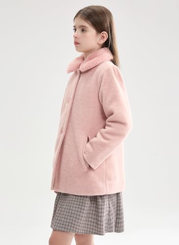 maoo garden Girls Winter Wool Peacoat Little Girls Fur Collar Dress Coat Quilted Jacket3