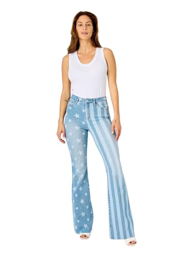 Judy Blue 'The Americana' Flare Jeans - High Waist, Patriotic Stars & Stripes, Stretch Denim 88695-