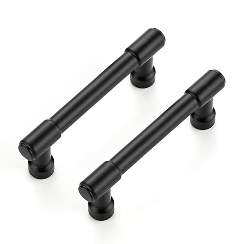 Image of Ravinte 10 Pack 3 Inch Hole Center Solid Kitchen Cabinet Handles Matte Black Dresser Pulls Cabinet Drawer Pulls for Kitchen Cupboard Hardware