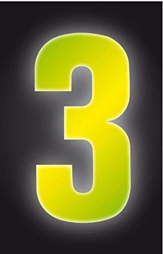 WHL Pack of 2 Hi Vis Wheelie Bin House Numbers Yellow Number 3