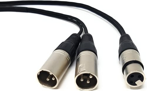 Image of MX xlr male to female microphone cable wire 3 pin mic cable microphone cord wire mic cable 5 meter for Guitar Audio Speaker Cable Multicolor (XLR Female to Dual XLR Male, 1.5 MTR)