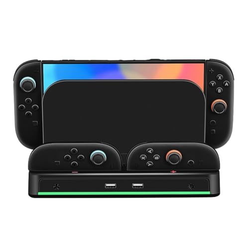 Uxsjakjsd Base de Carga y Refrigeración para Consola NS2 Switch 2 con Luz RGB, Mando Pequeño Izquierdo y Derecho