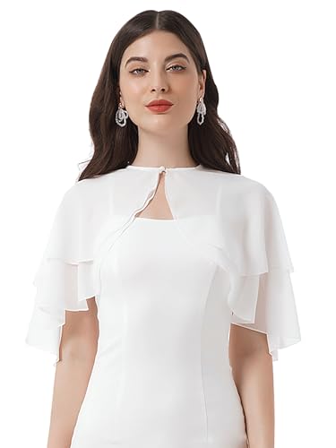 Women's Layered Chiffon Shawls Wraps for Evening Dress Wedding Cape Cover Up Capelets Shrug