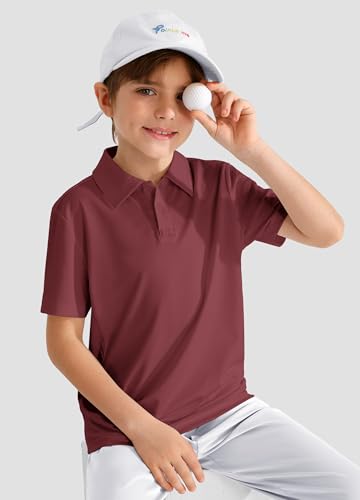 Image of MIVEI Kids' Performance School Uniform Polo Shirt Breathable UPF50+ | Youth Boys Girls Short Sleeve Golf Collared Shirts Grid Dry Fit Wrinkle Free Stretch Lightweight Cool Athletic Button Dress