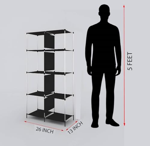 Image of GTC 4+4 Layer Collapsible Wardrobe for Clothes with Side Pocket 7700-2 (76CM x 38CM x 145CM, Blue) Storage Unit
