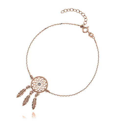 Bracelet attrape-rêves en or rose LillyMarie, bijou ajustable orné d'un cristal fin