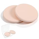 2Pcs Nude Round Makeup Sponge, Large Foundation Sponge with 1 Travel Case, Make Up Sponges for Foundation Blender Sponges Replacement for All Skin Types Wet and Dry Dual Use