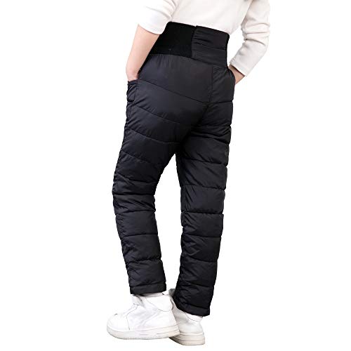 Ugrevz Girls Boys Snow Pants 2-9 Years Old Thick Winter Warm Pants Girl Activewear Clothes(A0001Black-8) #TOP7