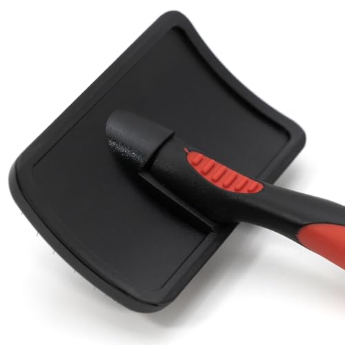 Image of Jeffers Dual Level Pin Universal Slicker Brush for Dogs, Cats & Small Pets - Curved Grooming Brush with Long & Short Pins for Shedding, Detangling, Finishing - Remove Mats & Dead Coat - Medium