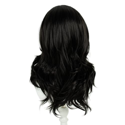 Image of 70s Brown Highlight Disco Wig Farrah Fawcett Wigs for Women Lady Natural Synthetic Full Wigs Vintage Cosplay Costume Hair Wig (Natural black)