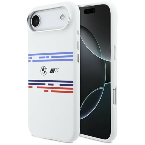 CG MOBILE BMW M Bande horizontale en silicone compatible avec coque MagSafe pour iPhone Air (Blanc)