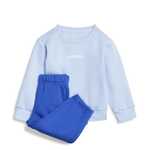 adidas Unisex bebé Essentials Linear Logo Jogger Track Suit, glow blue/white, 2-3 Years