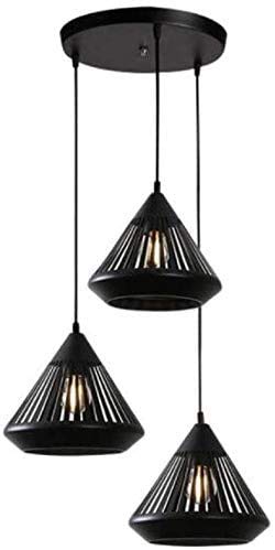 Lámpara de tres luces colgante para isla de cocina y comedores modernos sobre soporte de acero