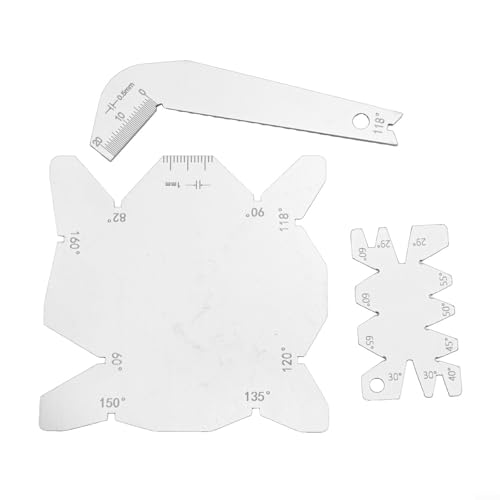 Juego de 3 herramientas de medición de ángulo de broca hechas de acero inoxidable para comprobar y afilar brocas precisas con múltiples ángulos de ápice