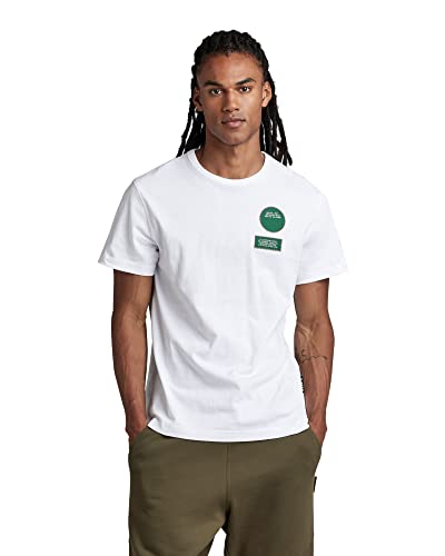 G-Star Raw Badges T-Shirt, Camisetas Para Hombre, Blanco White D23212-C336-110 , S G-Star Raw Badges T-Shirt, Camisetas Para Hombre, Blanco White D23212-C336-110 , S