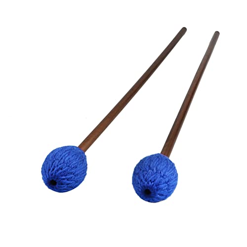 Image of Mr.Power Marimba Mallets Wood Handle Yarn Head with Maple Handle, Bass Percussion instruments Sticks (Soft Yarn Head, Blue) (Pack of 2)