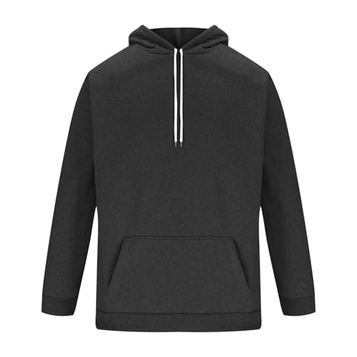 Ymosrh Men's Casual Hoodies, Solid Color Long Sleeve Pullover Hooded Sweatshirts with Pocket Streetwear, M-4XL4