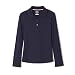 French Toast Big Girls' Long Sleeve Interlock Polo with Picot Collar, Navy, Large/10/12