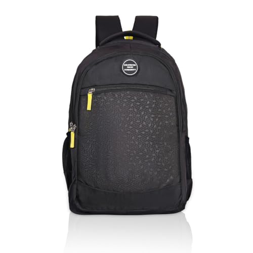 Priority 19 Inch PU College Backpack For Boys & Girls | Casual Backpack For Unisex | Office Backpack For Men & Women (Large | Black)